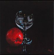 2014 Glas og æble, akryl på lærred, 30x30