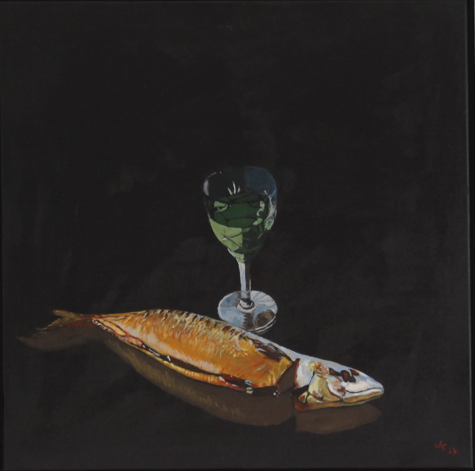 2014 Glas og makrel, akryl på lærred, 50x50