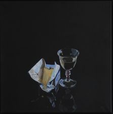 2015 Glas og smørpakke, akryl på lærred, 50 x 50